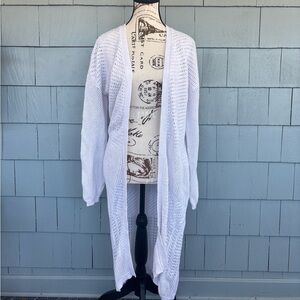 Marled White Knit Duster Cardigan